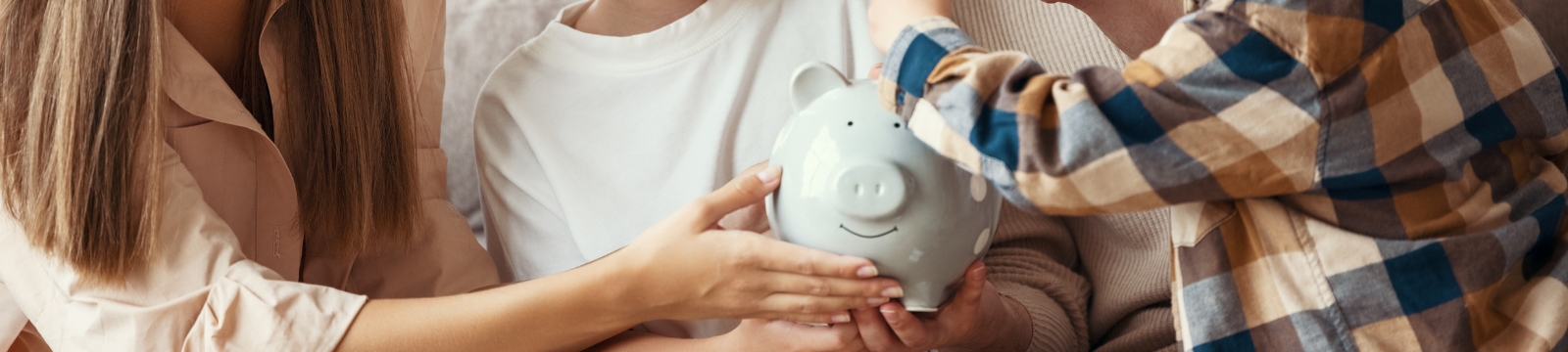 Piggy Bank with Money Folded into a Heart